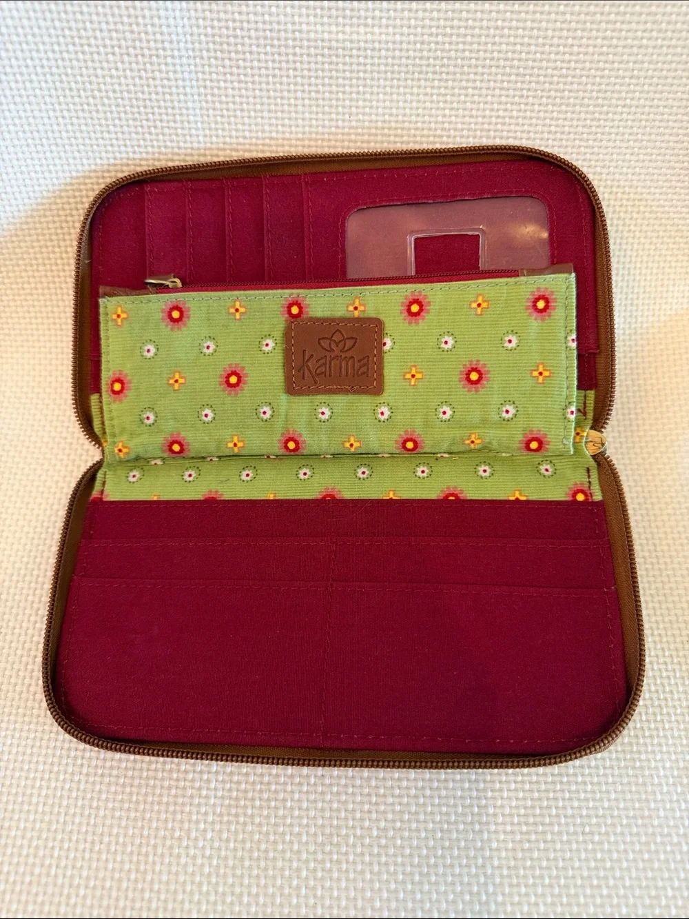Karma Boho Patchwork Zip Around Wallet Elephant Floral Paisley Pink Card Holder